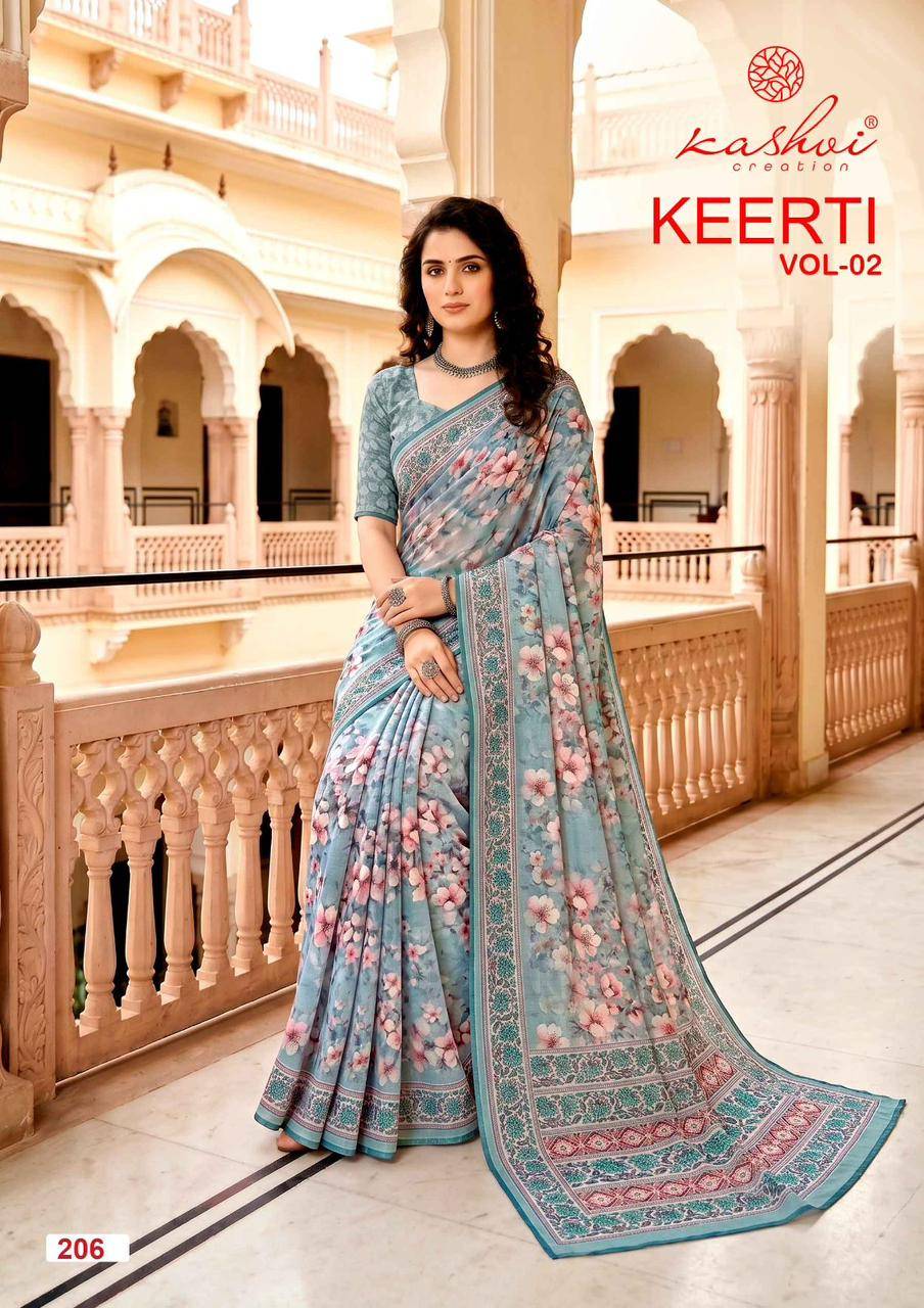 KEERTI VOL 02 By KASHVI CREATION 201 To 208 Series Indian Traditional Wear DULL MOSS VISCOSE sarees At Wholesale Price